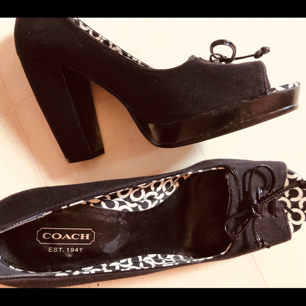 Coach Block Peep-Toe Heels
